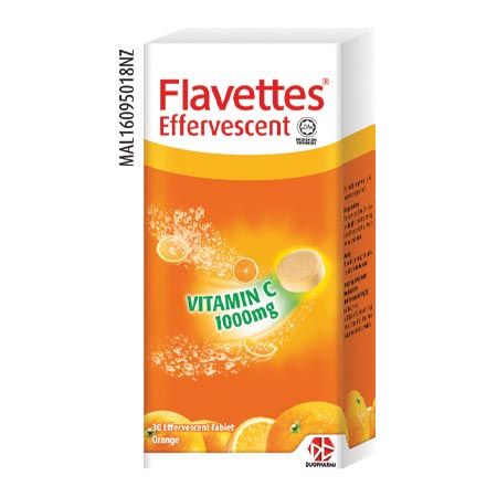 Flavettes Effervescent 1000mg Vitamin C β Orange (30s x 2)