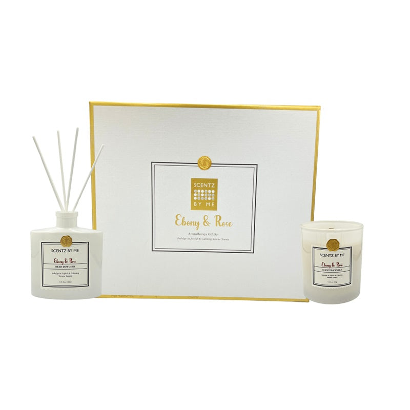 Scentz By Me Ebony & Rose Diffuser Aromatherapy Gift Set – 100ml + 200g