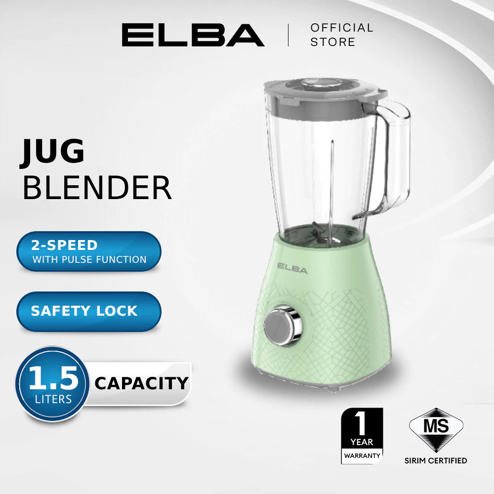 Elba Foresta 1.5L Blender With Grinder Green - Ebg-Q1559(Gn)