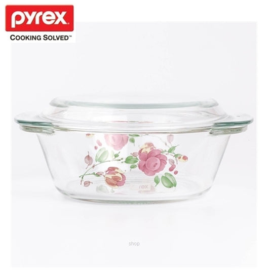 Pyrex 2L Casserole with Lid in the Country Rose Pattern