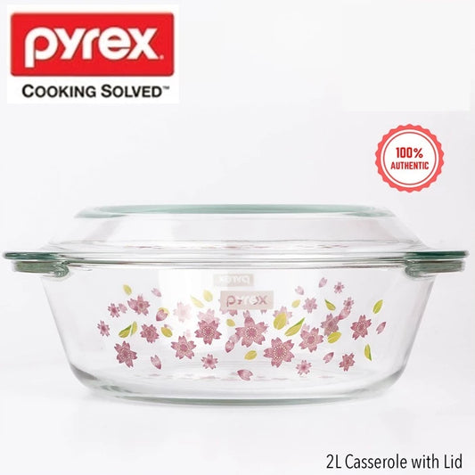 Pyrex 2L Casserole with Lid in the Sakura Pattern
