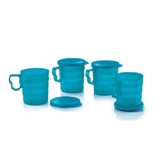 Tupperware Blossom Mugs & Seal (4) 350ml