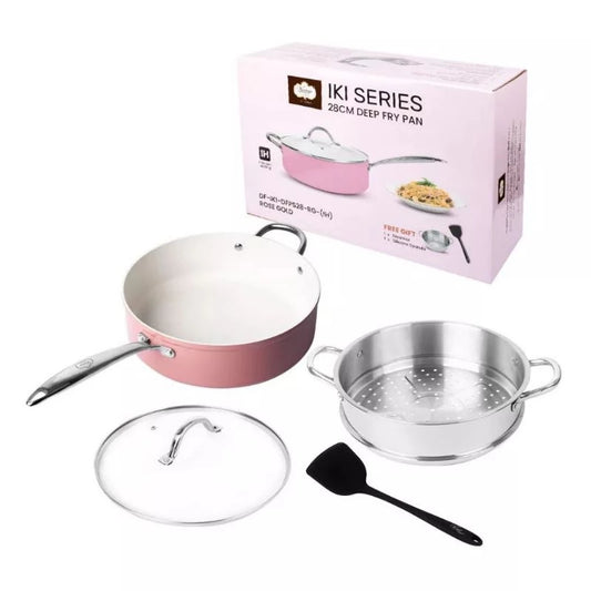Vantage Iki Rose Gold 28cm Deep Fry Pan with Steamer